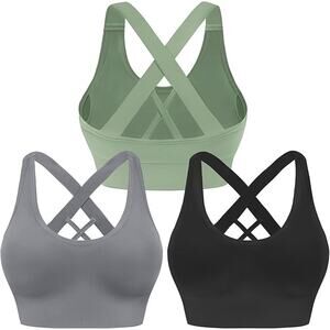 Evercute Sports Bra Women Large Padded Support Criss Cross Strappy Bra NWT